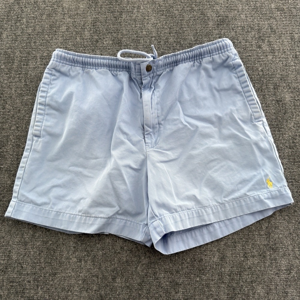 Vintage Polo Ralph Lauren Light Blue Chino Shorts Elastic Waist Pony Logo Small